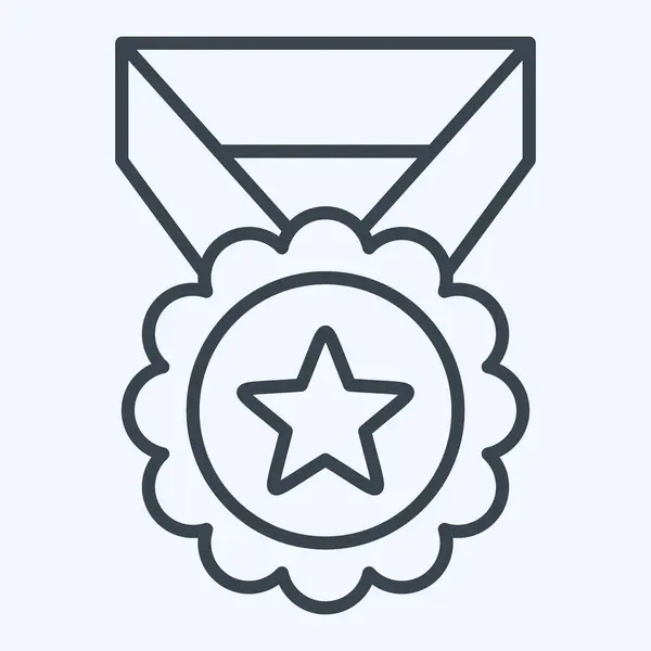 Ikona Medaile Vztahující Symbolu Ocenění Styl Čáry Jednoduchý Design Upravitelný — Stockový vektor