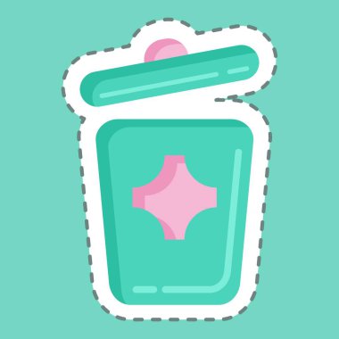 Çıkartma hattı çöp tenekesini kesti. Şehir Parkı sembolü için uygun. Basit dizayn edilebilir. tasarım şablonu. Basit resimleme