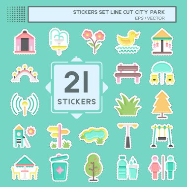 Çıkartma hattı Şehir Parkı 'nı kesti. Bina sembolü için uygun. Basit dizayn edilebilir. tasarım şablonu. Basit resimleme