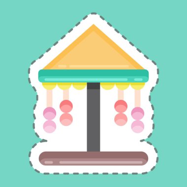 Sticker line cut Carousel. suitable for City Park symbol. simple design editable. design template vector. simple illustration