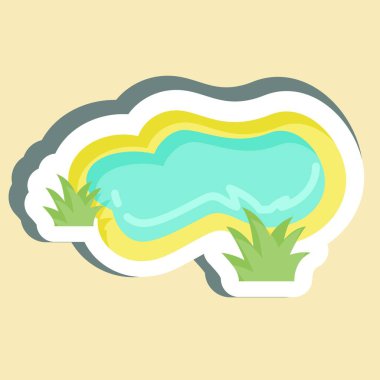 Etiket Göleti. Şehir Parkı sembolü için uygun. Basit dizayn edilebilir. tasarım şablonu. Basit resimleme