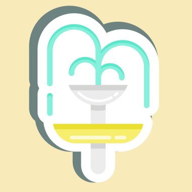 Etiket Çeşmesi. Şehir Parkı sembolü için uygun. Basit dizayn edilebilir. tasarım şablonu. Basit resimleme