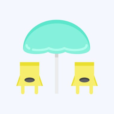 Icon Sahili. Şehir Parkı sembolü için uygun. Düz stil. Basit dizayn edilebilir. tasarım şablonu. Basit resimleme