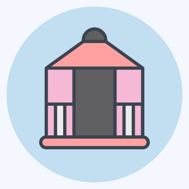 İkon Çardak. Şehir Parkı sembolü için uygun. renk arkadaşı stili. Basit dizayn edilebilir. tasarım şablonu. Basit resimleme