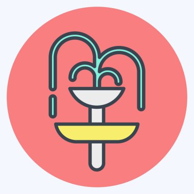 Simge Çeşmesi. Şehir Parkı sembolü için uygun. renk arkadaşı stili. Basit dizayn edilebilir. tasarım şablonu. Basit resimleme