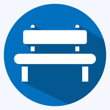 Simge Bench. Şehir Parkı sembolü için uygun. Uzun gölge tarzı. Basit dizayn edilebilir. tasarım şablonu. Basit resimleme