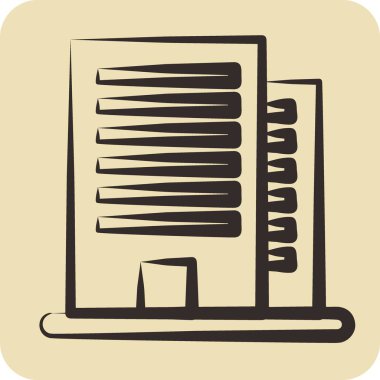 Simge Ofisi. Eğitim sembolü için uygun. El çizimi tarzı. Basit dizayn edilebilir. dizayn şablonu