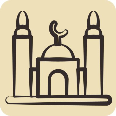 Simge Camii. Eğitim sembolü için uygun. El çizimi tarzı. Basit dizayn edilebilir. dizayn şablonu