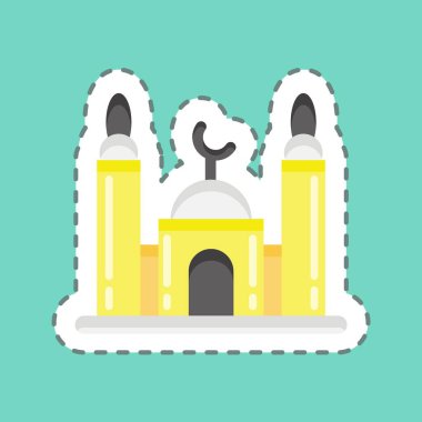 Sticker line cut Mosque. suitable for education symbol. simple design editable. design template vector. simple illustration