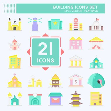 Icon Set Building. suitable for education symbol. flat style. simple design editable. design template vector. simple illustration
