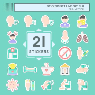 Sticker line cut Set Flu. suitable for education symbol. simple design editable. design template vector. simple illustration