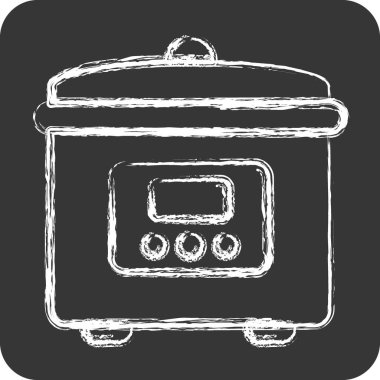 Icon Pirinç Fırını. Mutfak gereçleri sembolü için uygun. Tebeşir stili. Basit tasarım düzenlenebilir