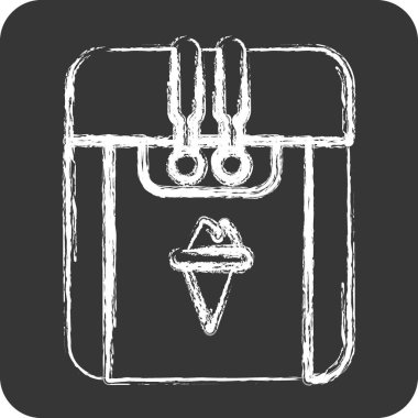 Simge Dondurma Makinesi. Mutfak gereçleri sembolü için uygun. Tebeşir stili. Basit tasarım düzenlenebilir