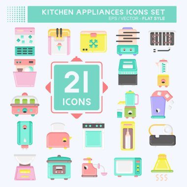 Icon Set Kitchen Appliances. suitable for Kitchen Sets symbol. flat style. simple design editable. design template vector. simple illustration