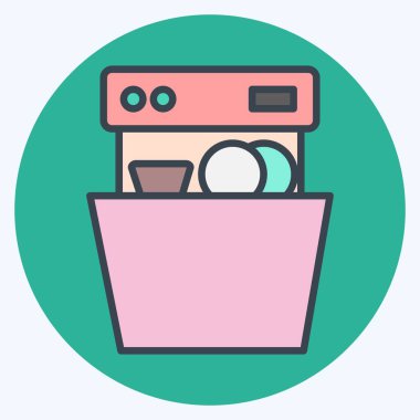 Icon Dishwasher. suitable for Kitchen Appliances symbol. color mate style. simple design editable. design template vector. simple illustration