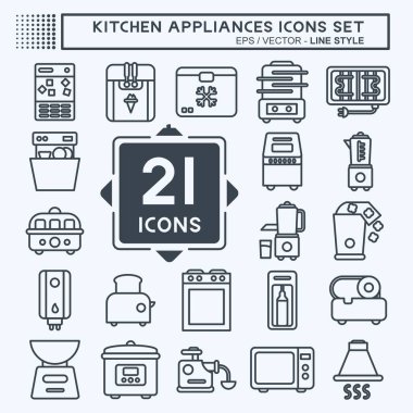 Icon Set Kitchen Appliances. suitable for Kitchen Sets symbol. line style. simple design editable. design template vector. simple illustration