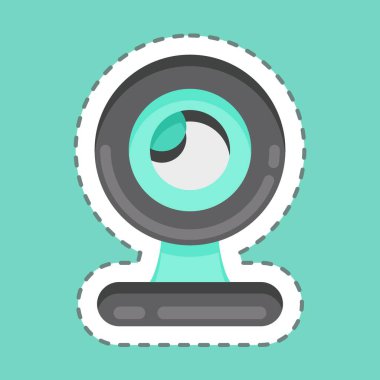 Sticker line cut Webcam. suitable for Computer Components symbol. simple design editable. design template vector. simple illustration