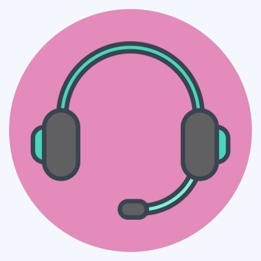 Icon Headphone. suitable for Computer Components symbol. color mate style. simple design editable. design template vector. simple illustration