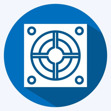 Icon Power Supply. suitable for Computer Components symbol. long shadow style. simple design editable. design template vector. simple illustration