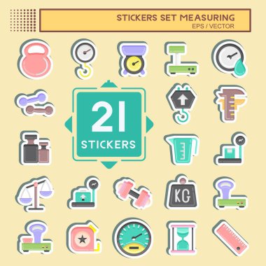 Sticker Set Measuring. suitable for education symbol. simple design editable. design template vector. simple illustration