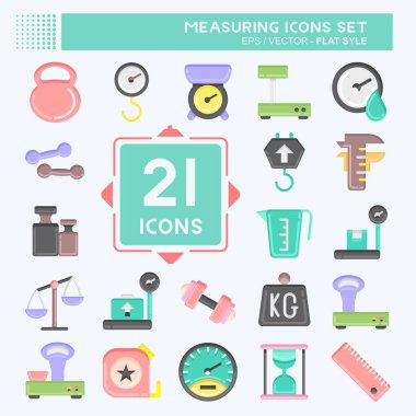 Icon Set Measuring. suitable for education symbol. flat style. simple design editable. design template vector. simple illustration