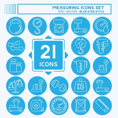 Icon Set Measuring. suitable for education symbol. blue eyes style. simple design editable. design template vector. simple illustration