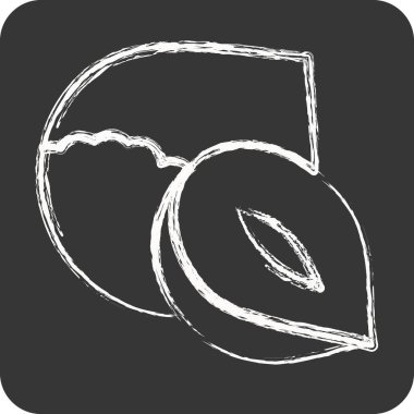 İkon fındık. Fındık sembolü için uygun. Tebeşir stili. Basit dizayn edilebilir. dizayn şablonu