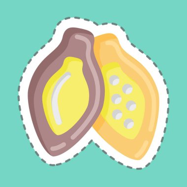 Sticker line cut Cacao Pod. suitable for Nuts symbol. simple design editable. design template vector. simple illustration