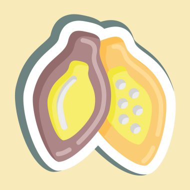 Sticker Cacao Pod. suitable for Nuts symbol. simple design editable. design template vector. simple illustration