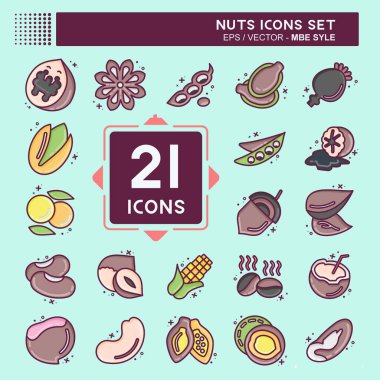 Icon Set Nuts. suitable for Nuts symbol. MBE style. simple design editable. design template vector. simple illustration