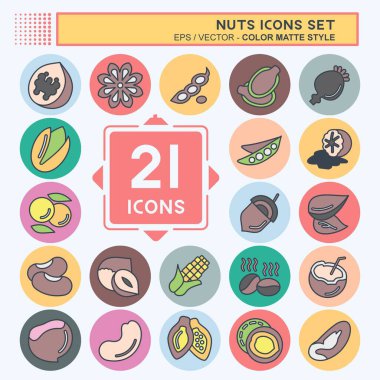 Icon Set Nuts. suitable for Nuts symbol. color mate style. simple design editable. design template vector. simple illustration