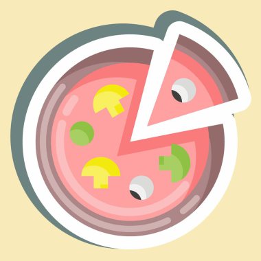 Sticker Pizza. suitable for education symbol. simple design editable. design template vector. simple illustration