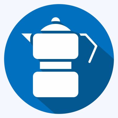Icon Moka Pot. suitable for education symbol. long shadow style. simple design editable. design template vector. simple illustration