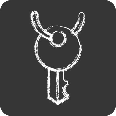 Simge Anahtarı. Spor giyim sembolü için uygun. Tebeşir stili. Basit dizayn edilebilir. tasarım şablonu. Basit resimleme