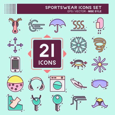Icon Set Sportswear. suitable for education symbol. MBE style. simple design editable. design template vector. simple illustration