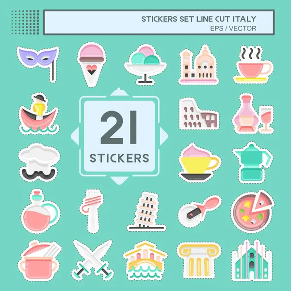 Sticker line cut Set Italy. suitable for education symbol. simple design editable. design template vector. simple illustration