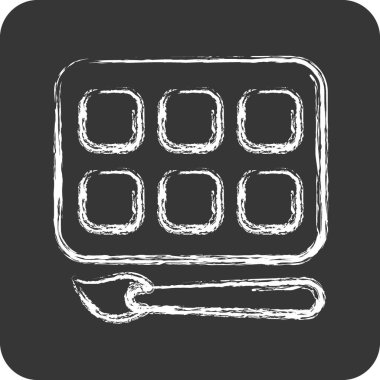 Simge Suluboya. Resim Sanatı Araçları sembolü için uygun. Tebeşir stili. Basit dizayn edilebilir. tasarım şablonu. Basit resimleme