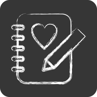 Simge Çizim Defteri. Resim Sanatı Araçları sembolü için uygun. Tebeşir stili. Basit dizayn edilebilir. tasarım şablonu. Basit resimleme