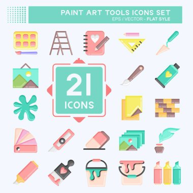 Icon Set Paint Art Tools. suitable for education symbol. flat style. simple design editable. design template vector. simple illustration