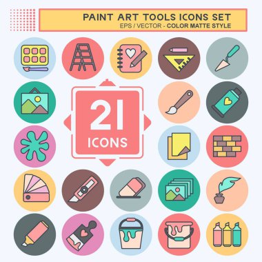 Icon Set Paint Art Tools. suitable for education symbol. color mate style. simple design editable. design template vector. simple illustration