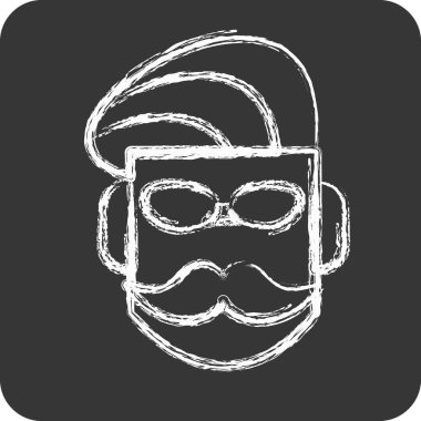 Simge Bıyığı. Berber dükkanı sembolü için uygun. Tebeşir stili. Basit dizayn edilebilir. tasarım şablonu. Basit resimleme