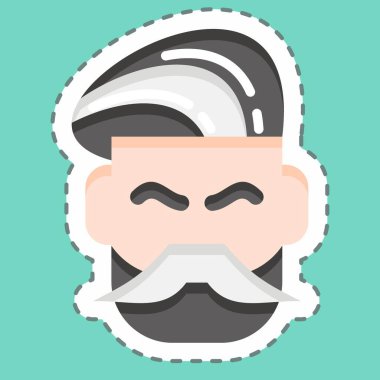 Sticker line cut Mustache And Beard. suitable for Barbershop symbol. simple design editable. design template vector. simple illustration