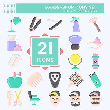 Icon Set Barbershop. suitable for education symbol. flat style. simple design editable. design template vector. simple illustration