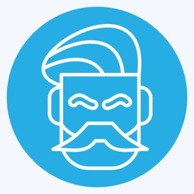 Icon Mustache And Beard. suitable for Barbershop symbol. blue eyes style. simple design editable. design template vector. simple illustration