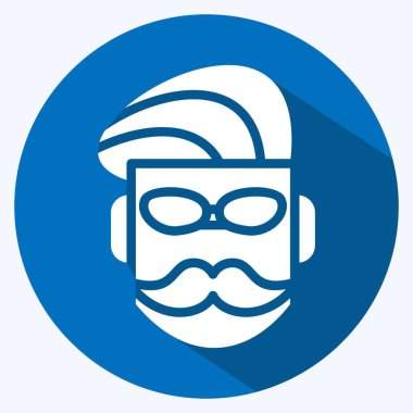 Icon Mustache. suitable for Barbershop symbol. long shadow style. simple design editable. design template vector. simple illustration