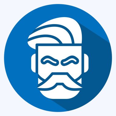 Icon Mustache And Beard. suitable for Barbershop symbol. long shadow style. simple design editable. design template vector. simple illustration