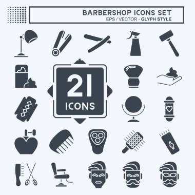 Icon Set Barbershop. suitable for education symbol. glyph style. simple design editable. design template vector. simple illustration