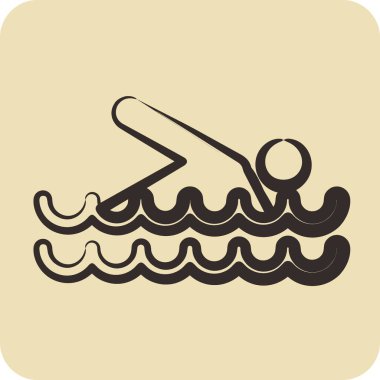 Simge yüzme. Yaz sembolü için uygun. El çizimi tarzı. Basit dizayn edilebilir. tasarım şablonu. Basit resimleme