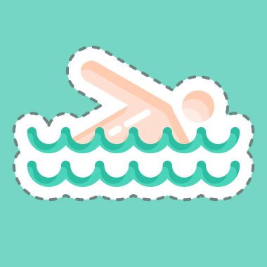 Sticker line cut Swimming. suitable for Summer symbol. simple design editable. design template vector. simple illustration