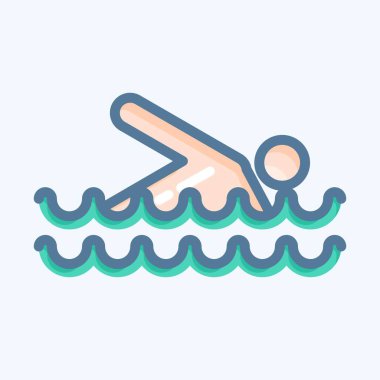 Icon Swimming. suitable for Summer symbol. doodle style. simple design editable. design template vector. simple illustration